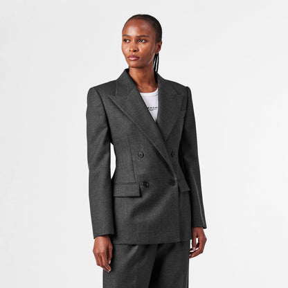Double Breasted Wool Long Sleeve Blazer