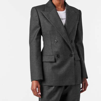 Double Breasted Wool Long Sleeve Blazer