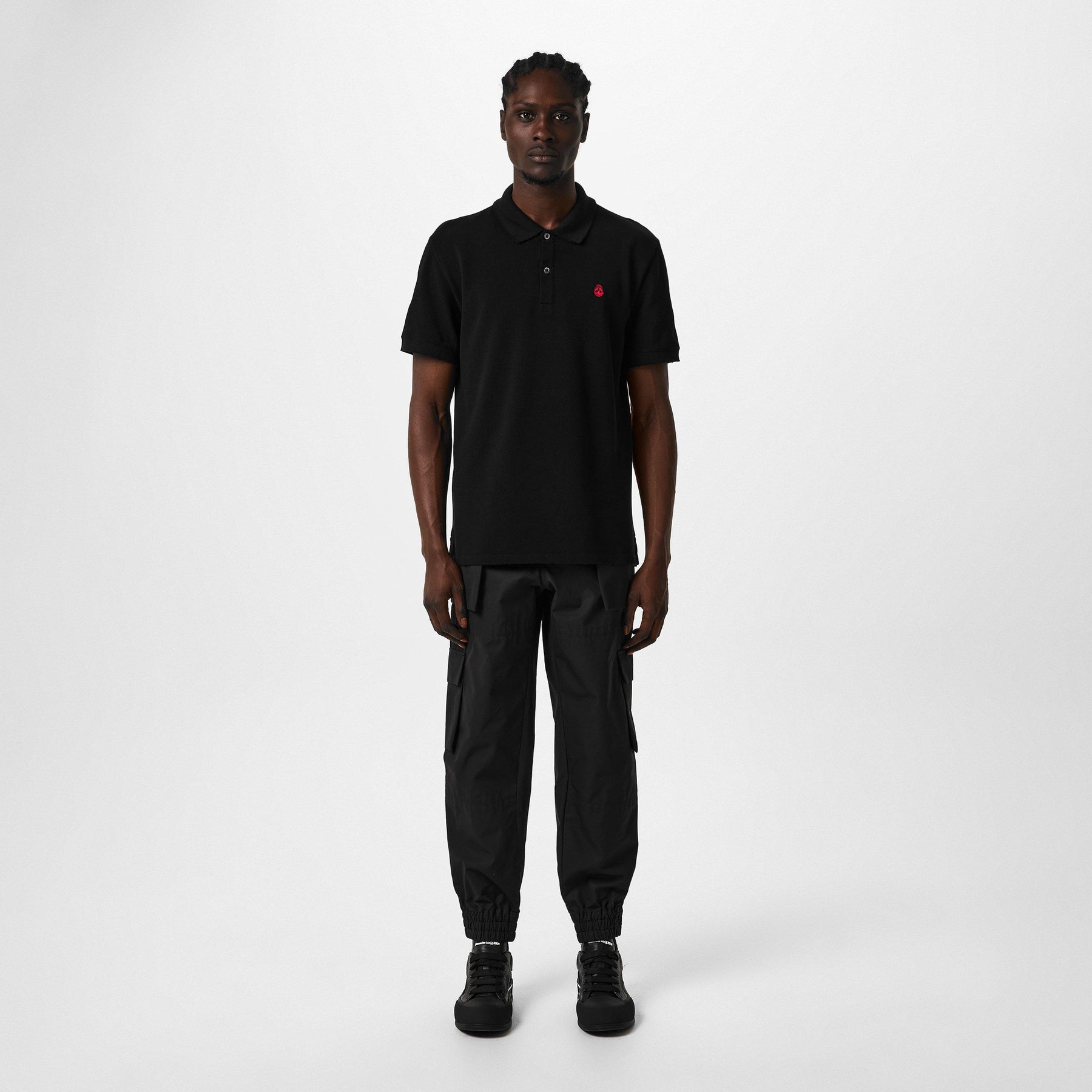 Embroidered Skull Polo Shirt