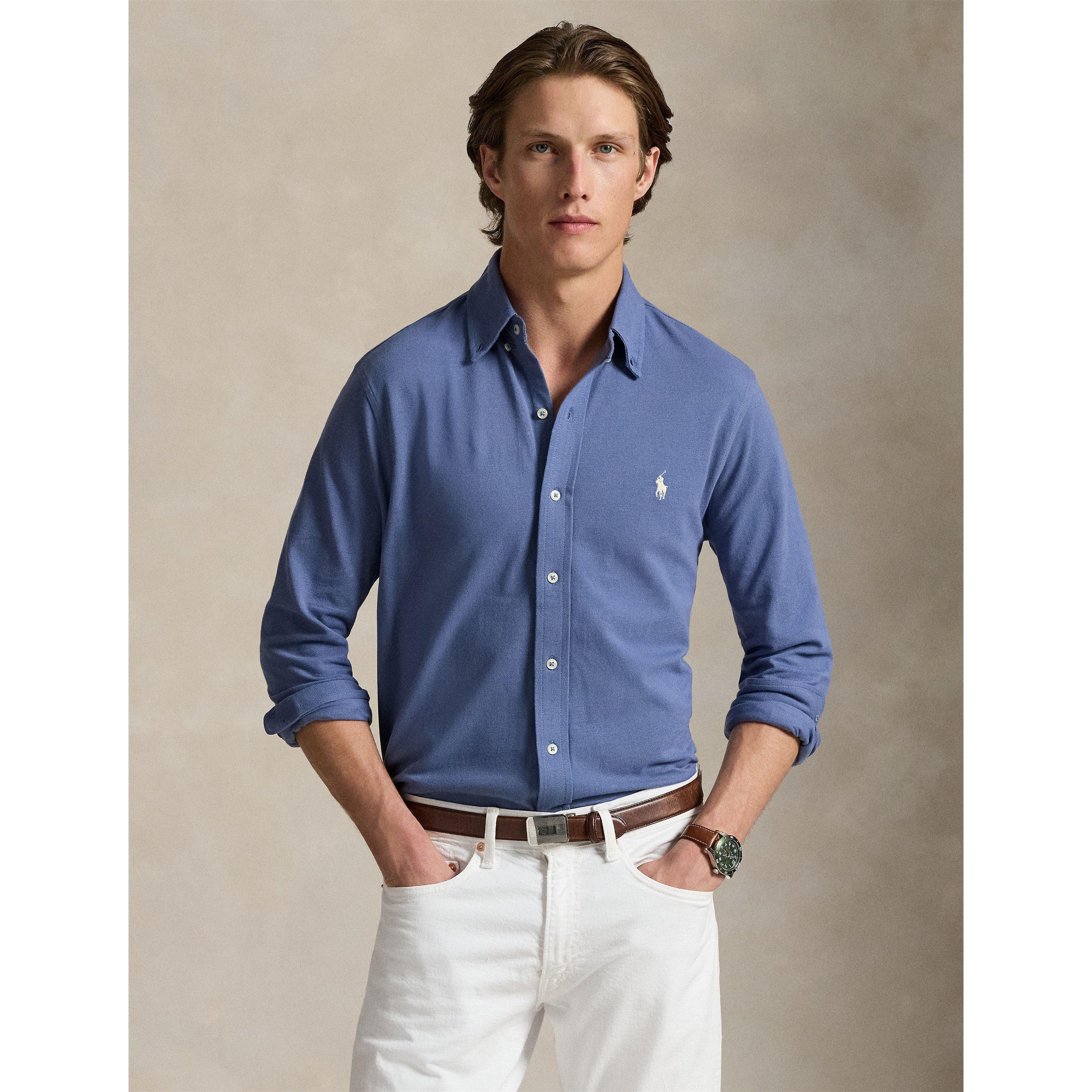 Slim Fit Button-Down Plain Shirt