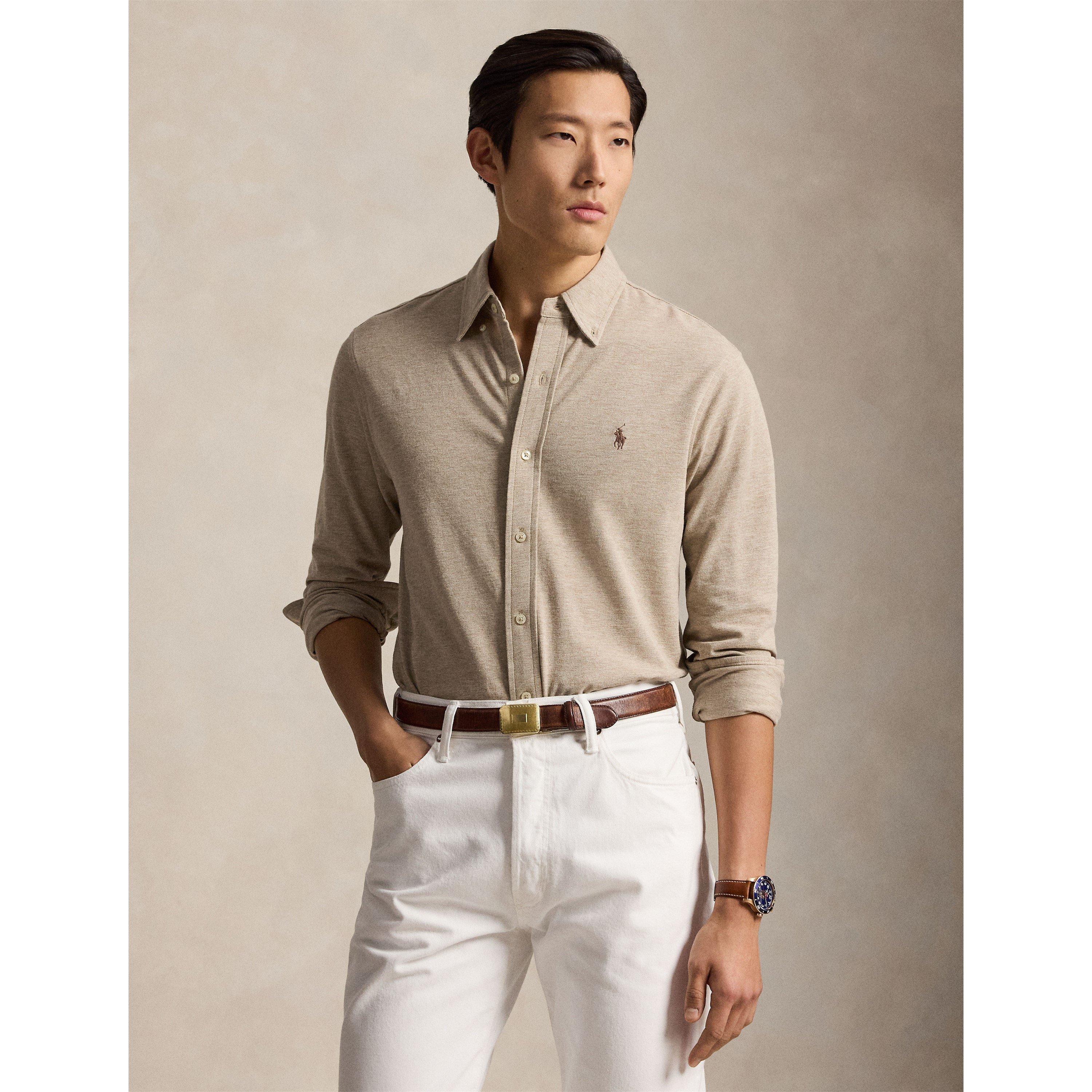 Slim Fit Button-Down Plain Shirt