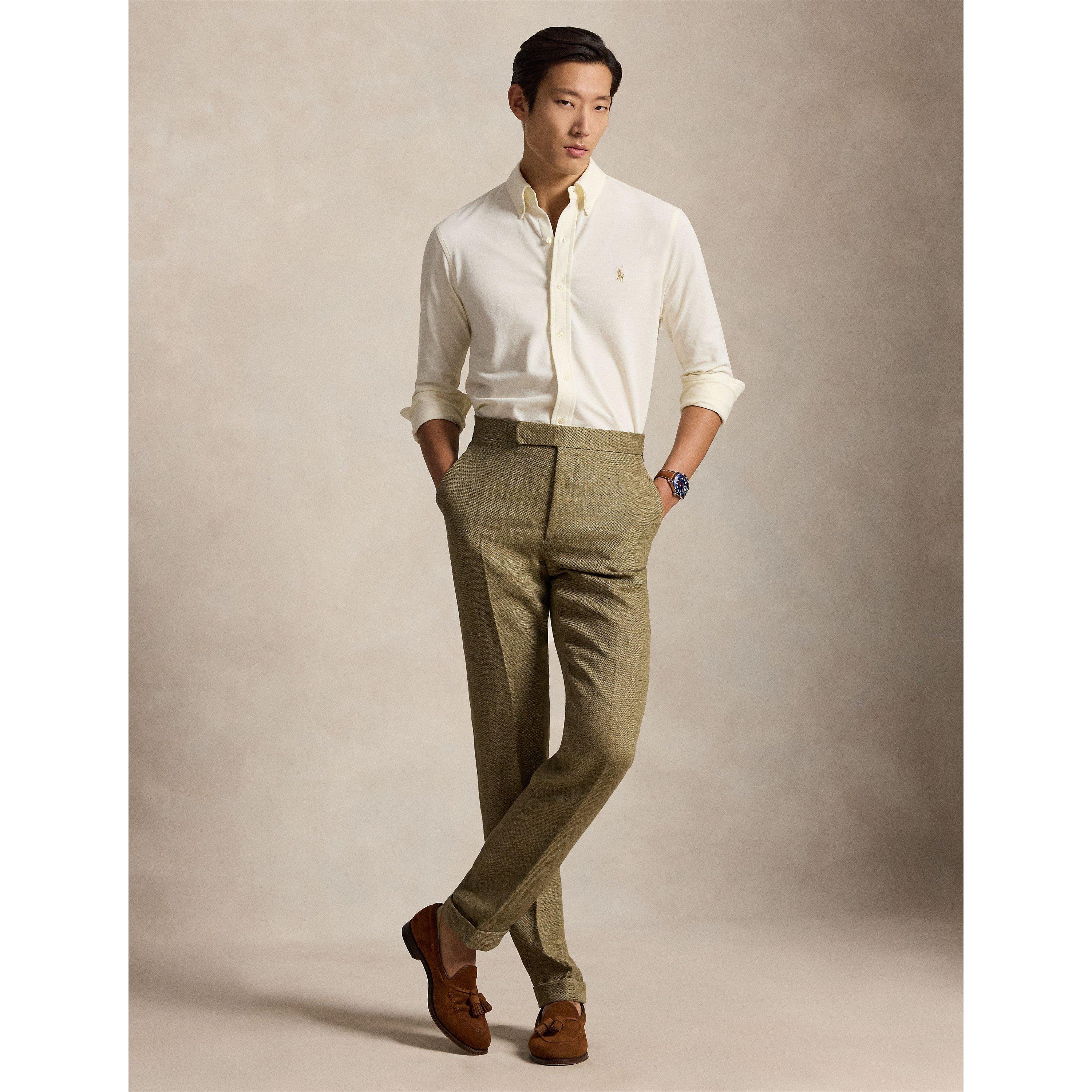 Slim Fit Button-Down Plain Shirt