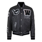 Black Leather Varsity Jacket