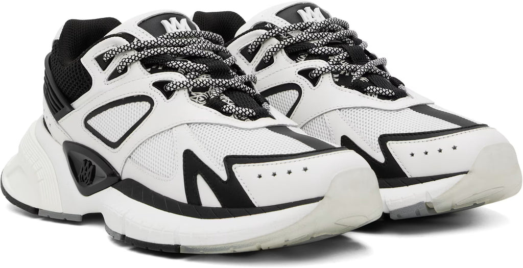 White & Black 'MA' Runner Sneakers