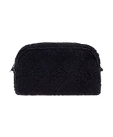 Textured Black Zipper Bag with Logo