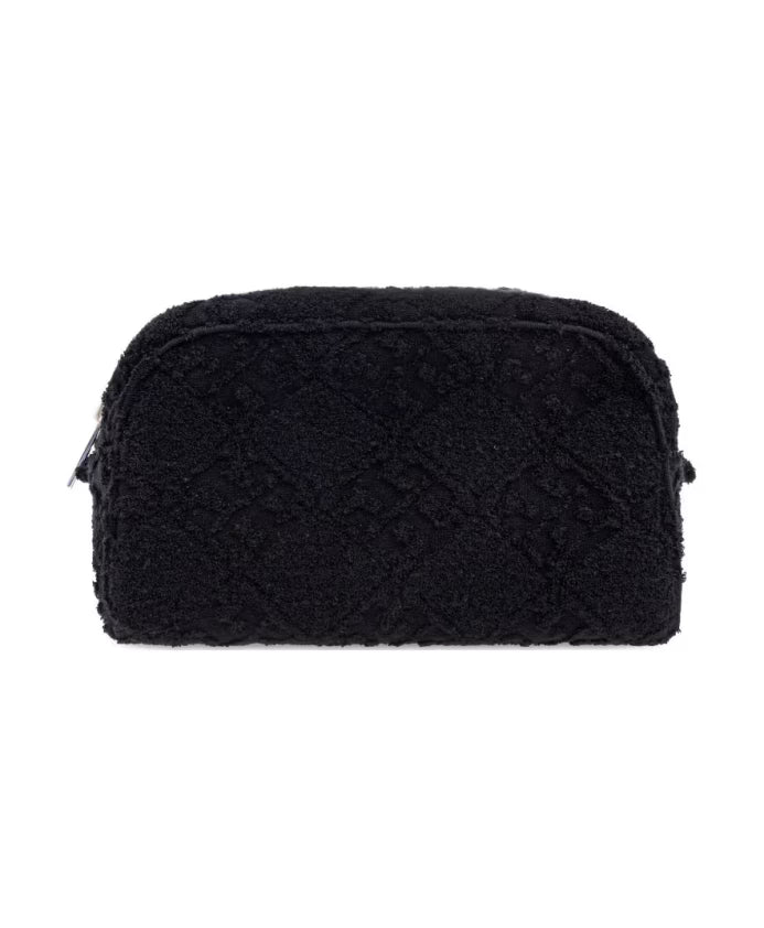 Textured Black Zipper Bag with Logo