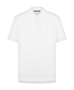 Moschino Embroidered motif white polo shirt