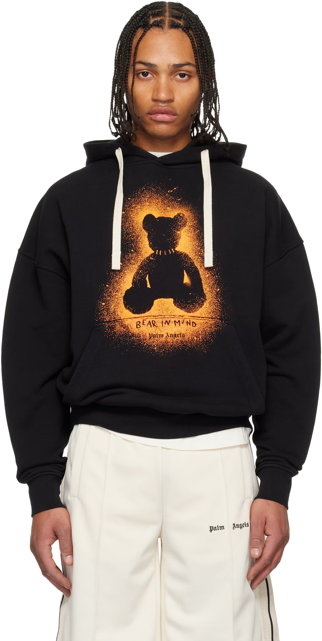 Black Spray Bear Loose Hoodie