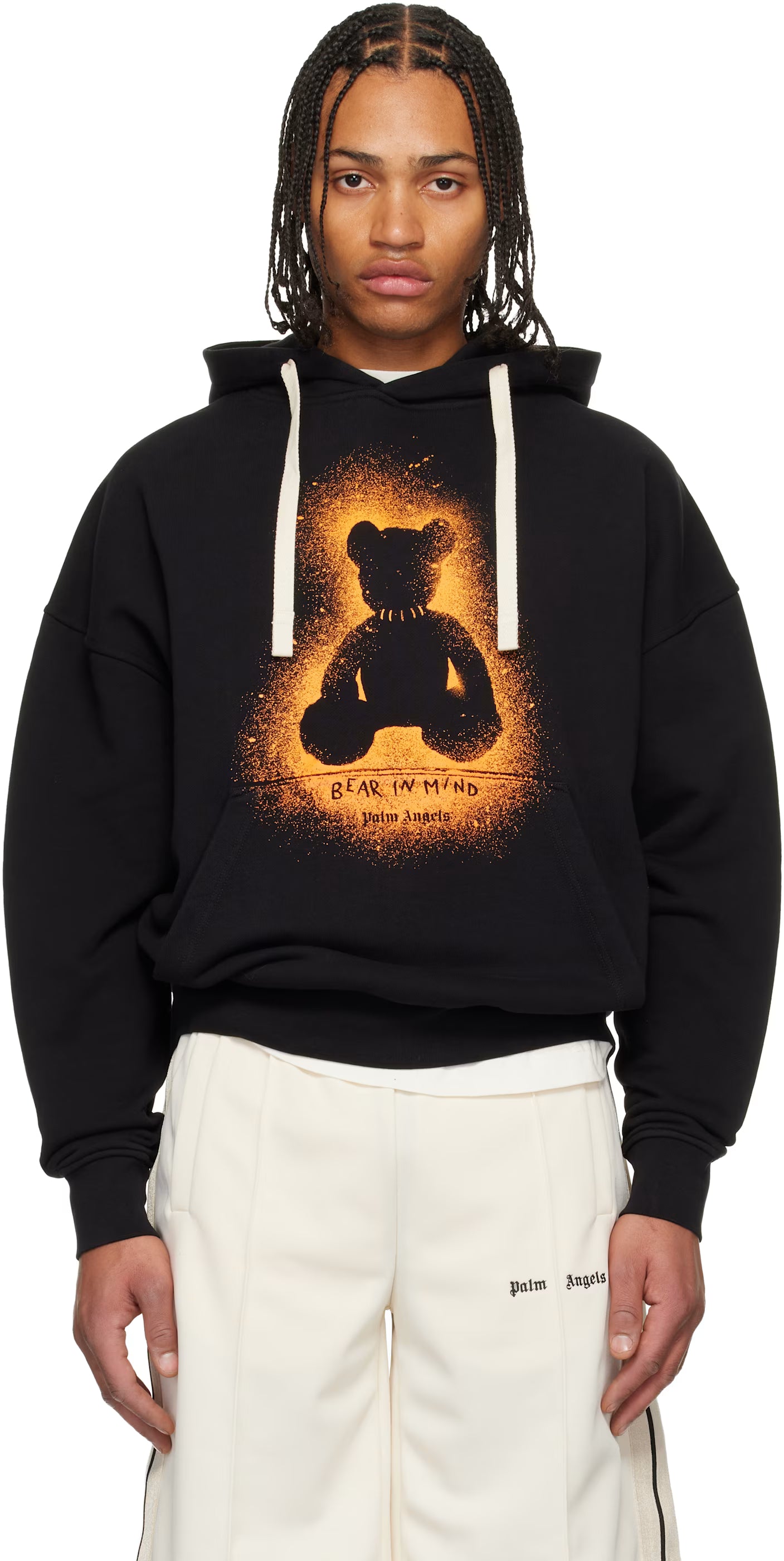 Black Spray Bear Loose Hoodie