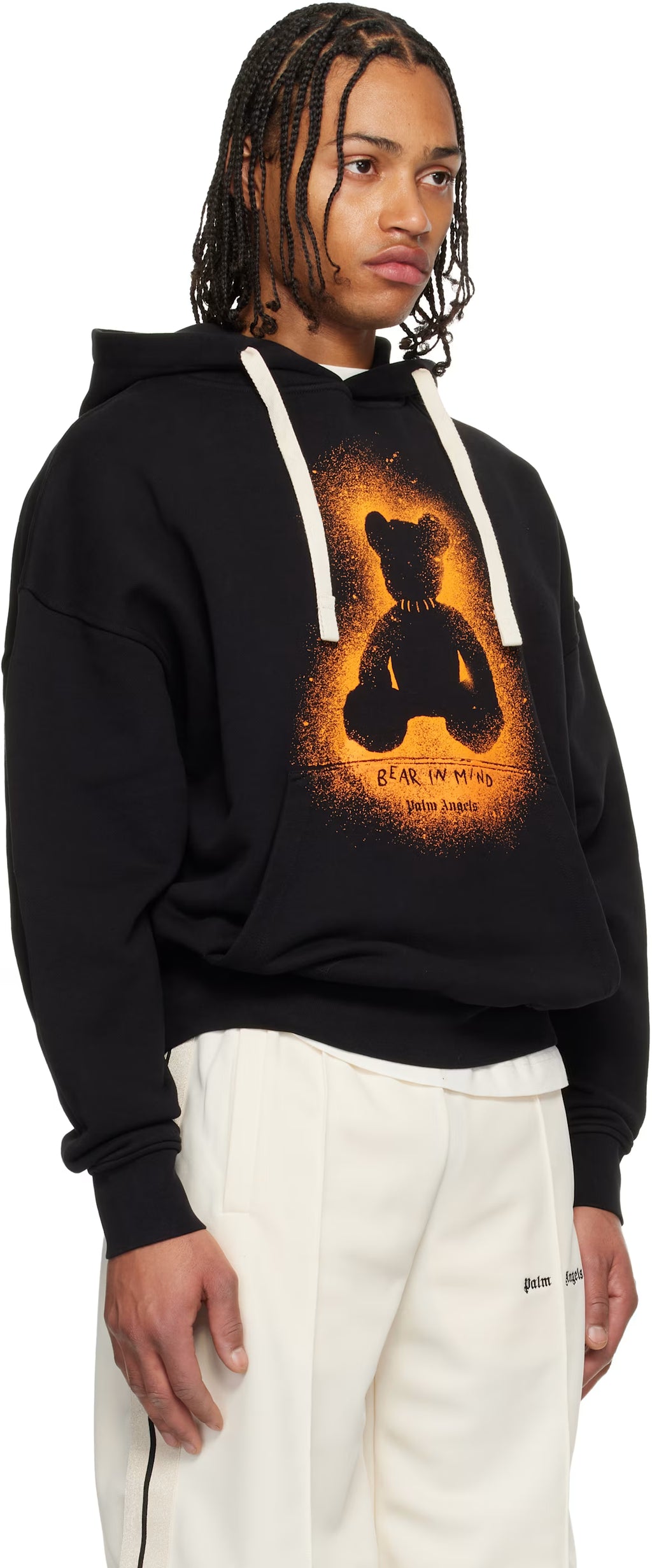Black Spray Bear Loose Hoodie