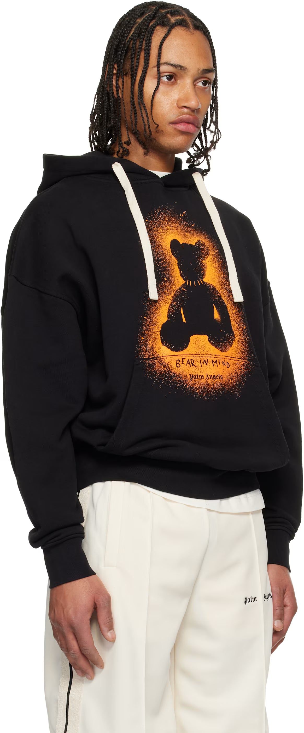 Black Spray Bear Loose Hoodie