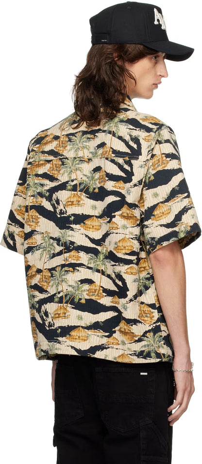 Multicolor Repeat Palm Denim Shirt