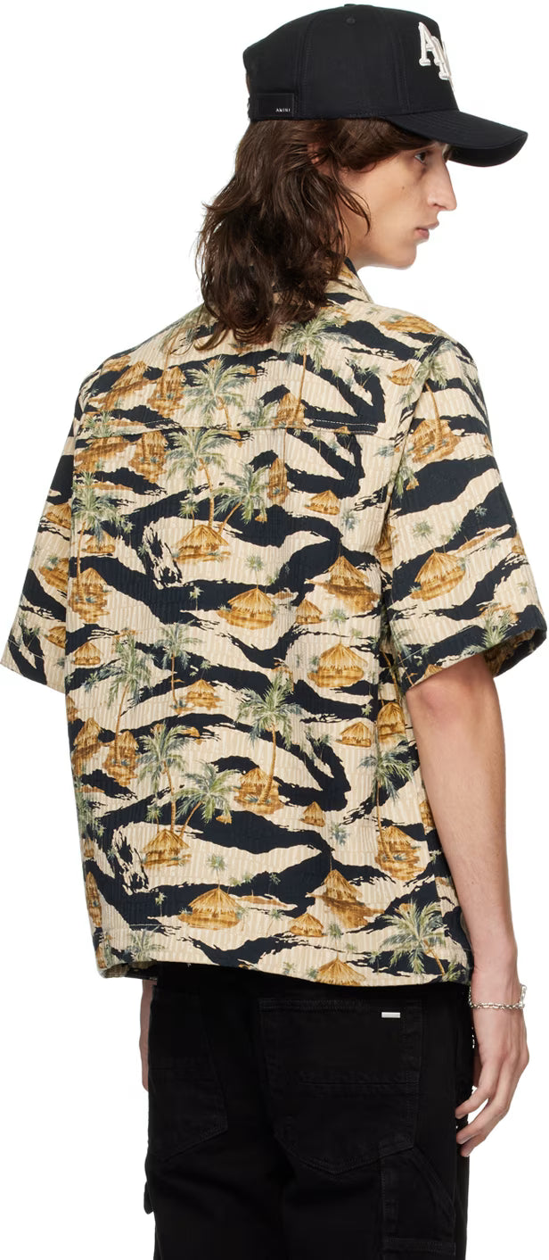 Multicolor Repeat Palm Denim Shirt