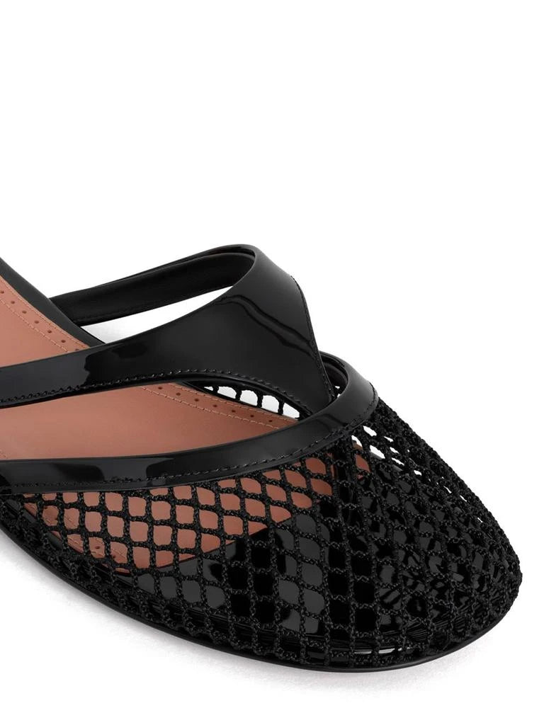 Women’s FISHNET AND LEATHER INFRADITO FLAT MULES