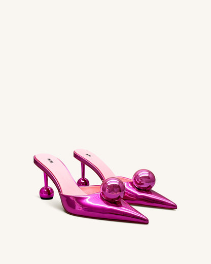 Sofia Sphere Heel Mules - Gold