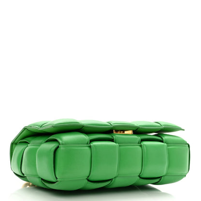 Lambskin Maxi Intreccio Padded Chain Cassette Crossbody Bag Grass