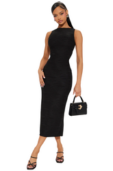 Samia Textured Midi Dress - Black