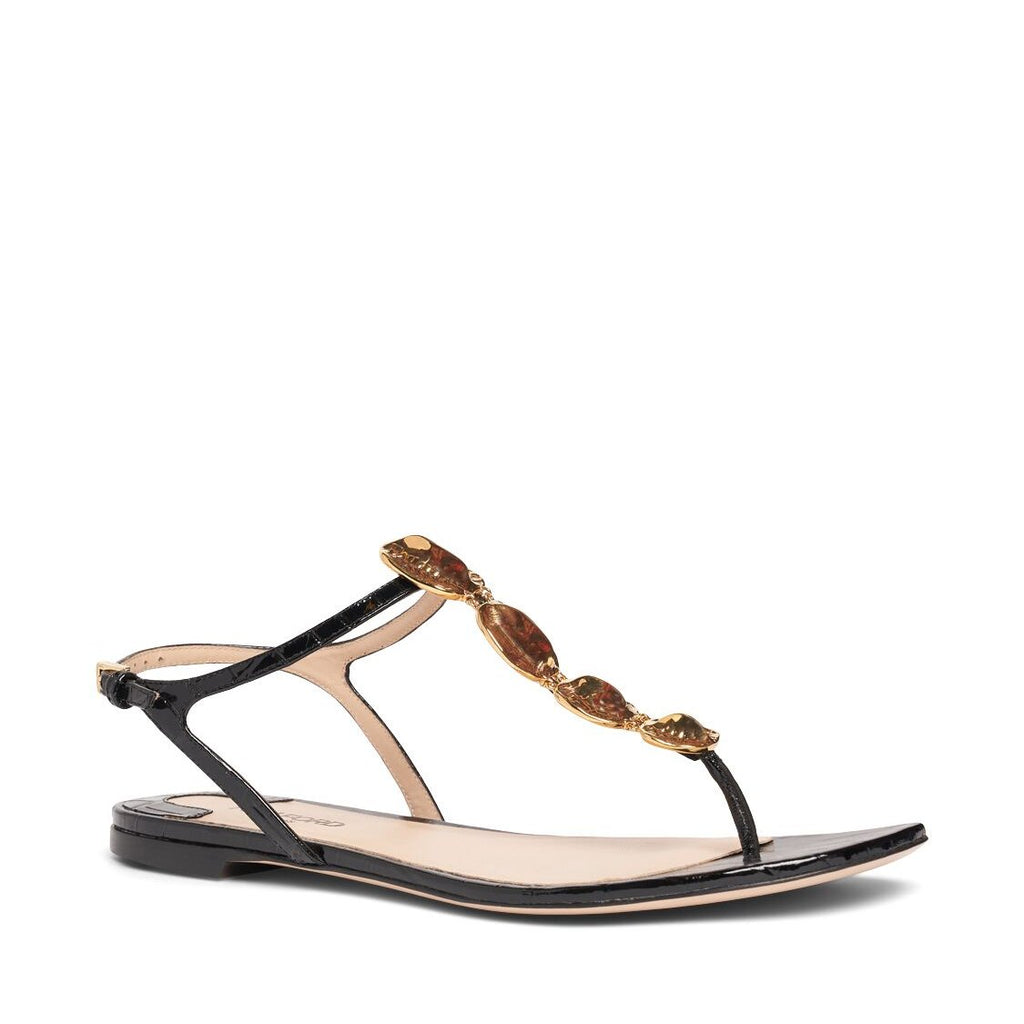 Tom Ford Tom Ford 5mm Titan croc embossed leather flats - Size: UK 3 Sandals | Shop From The Mirage