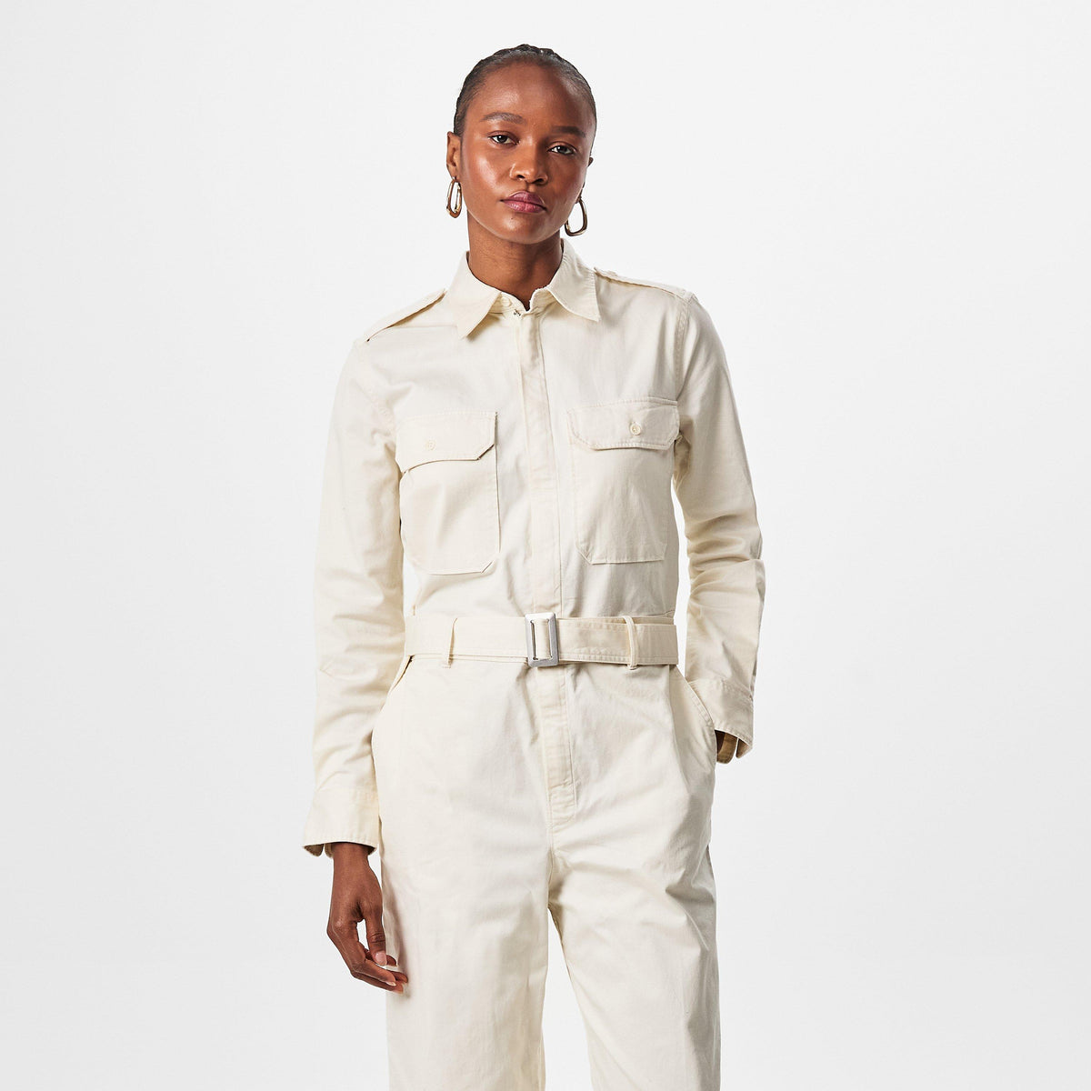 Belted Twill Jumpsuit