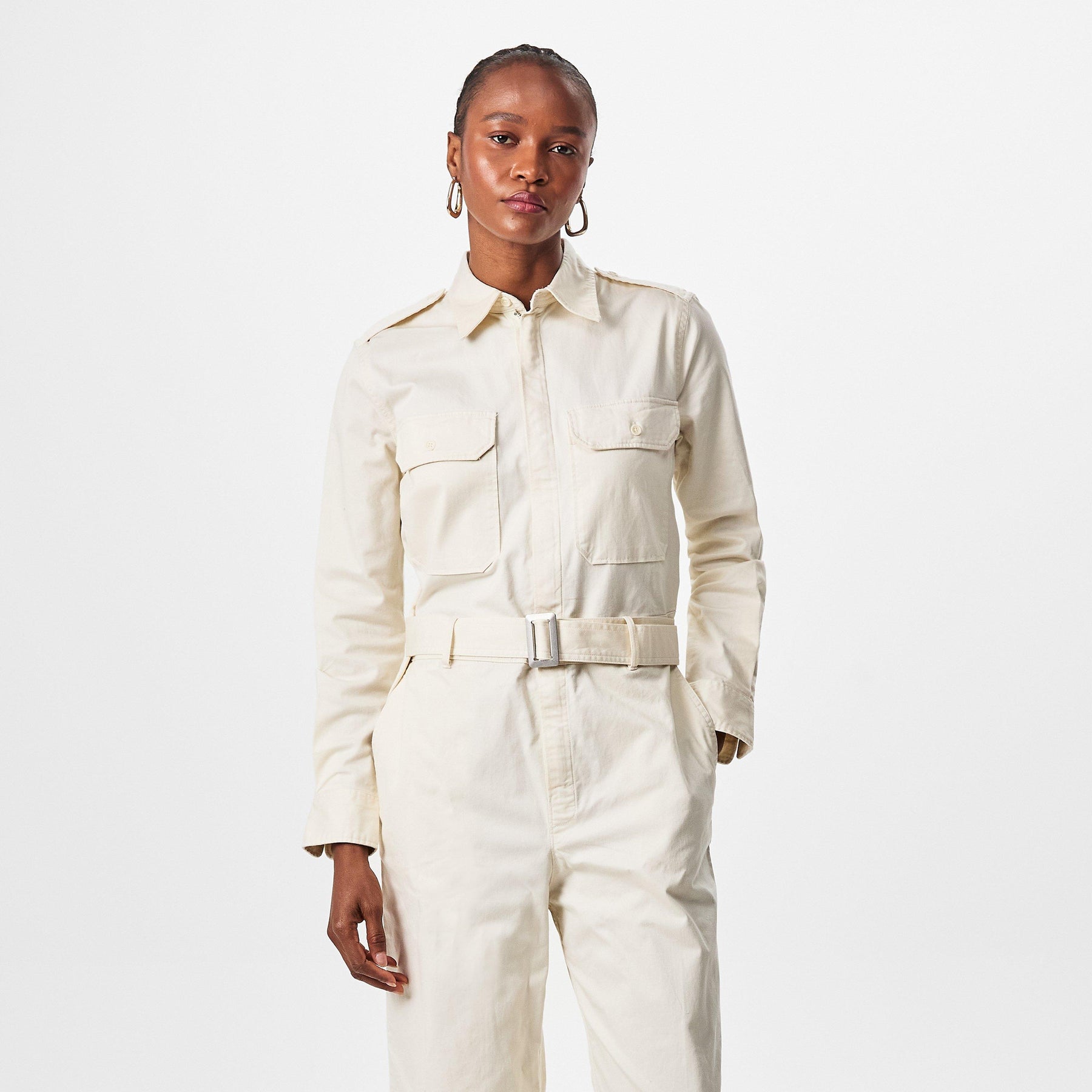 Belted Twill Jumpsuit
