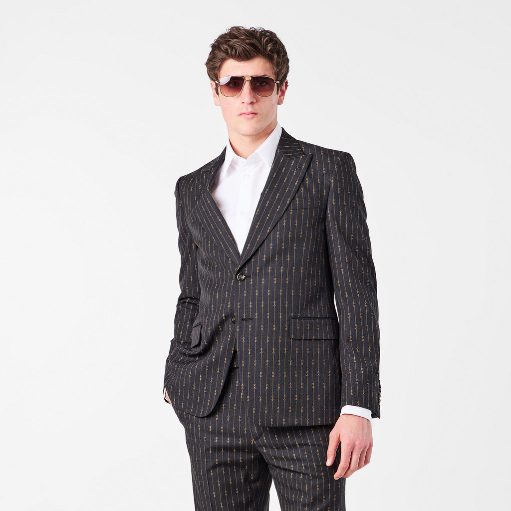 Horsebit Striped Formal Suit