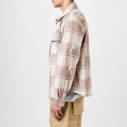 Men's All Over Initial Flannel Oversized Shirt, Streetwear