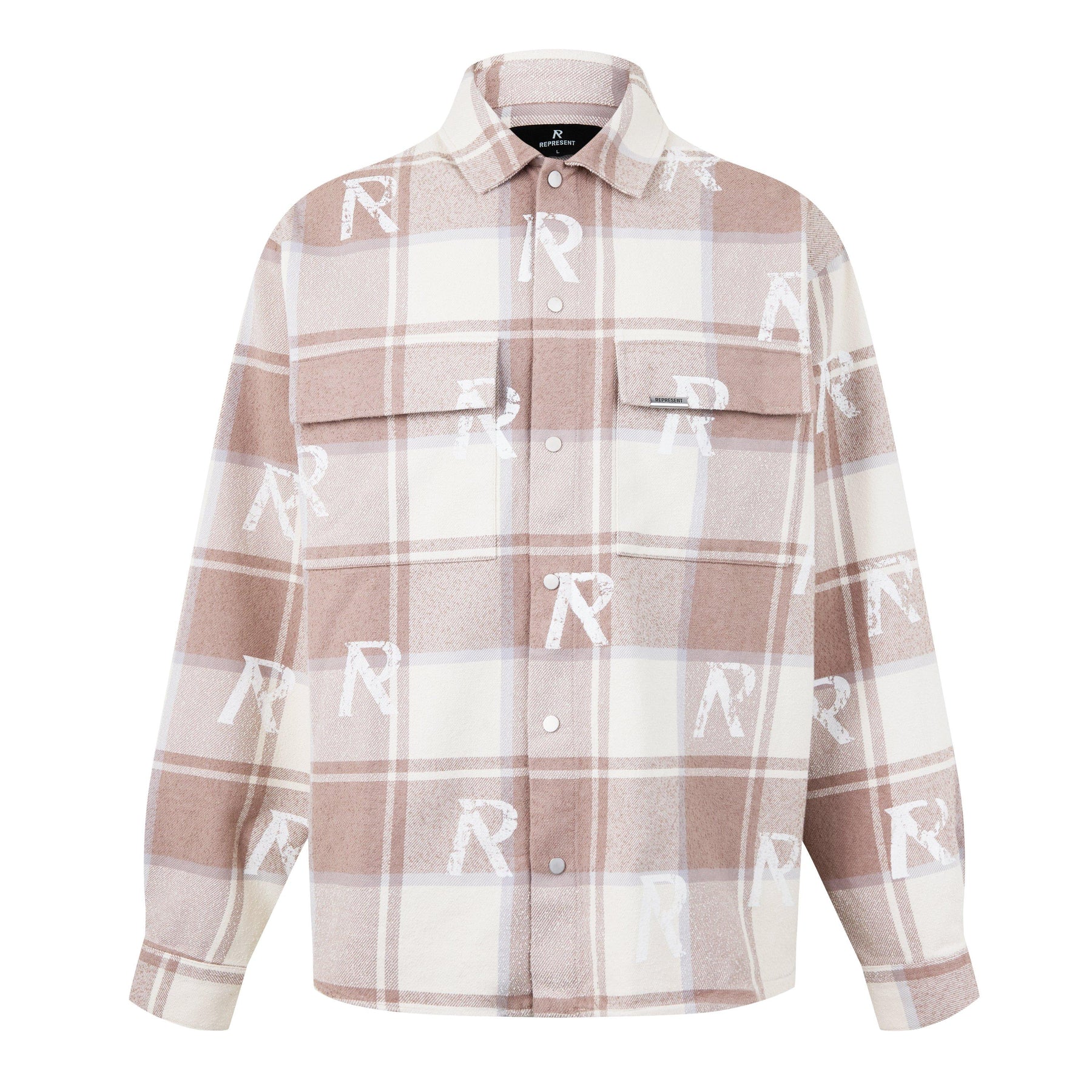 Men's All Over Initial Flannel Oversized Shirt, Streetwear