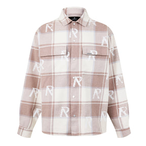 Men's All Over Initial Flannel Oversized Shirt, Streetwear
