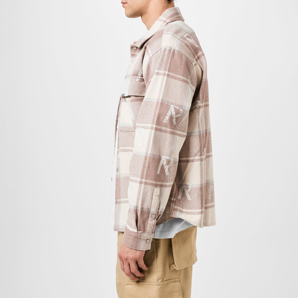 Men's All Over Initial Flannel Oversized Shirt, Streetwear