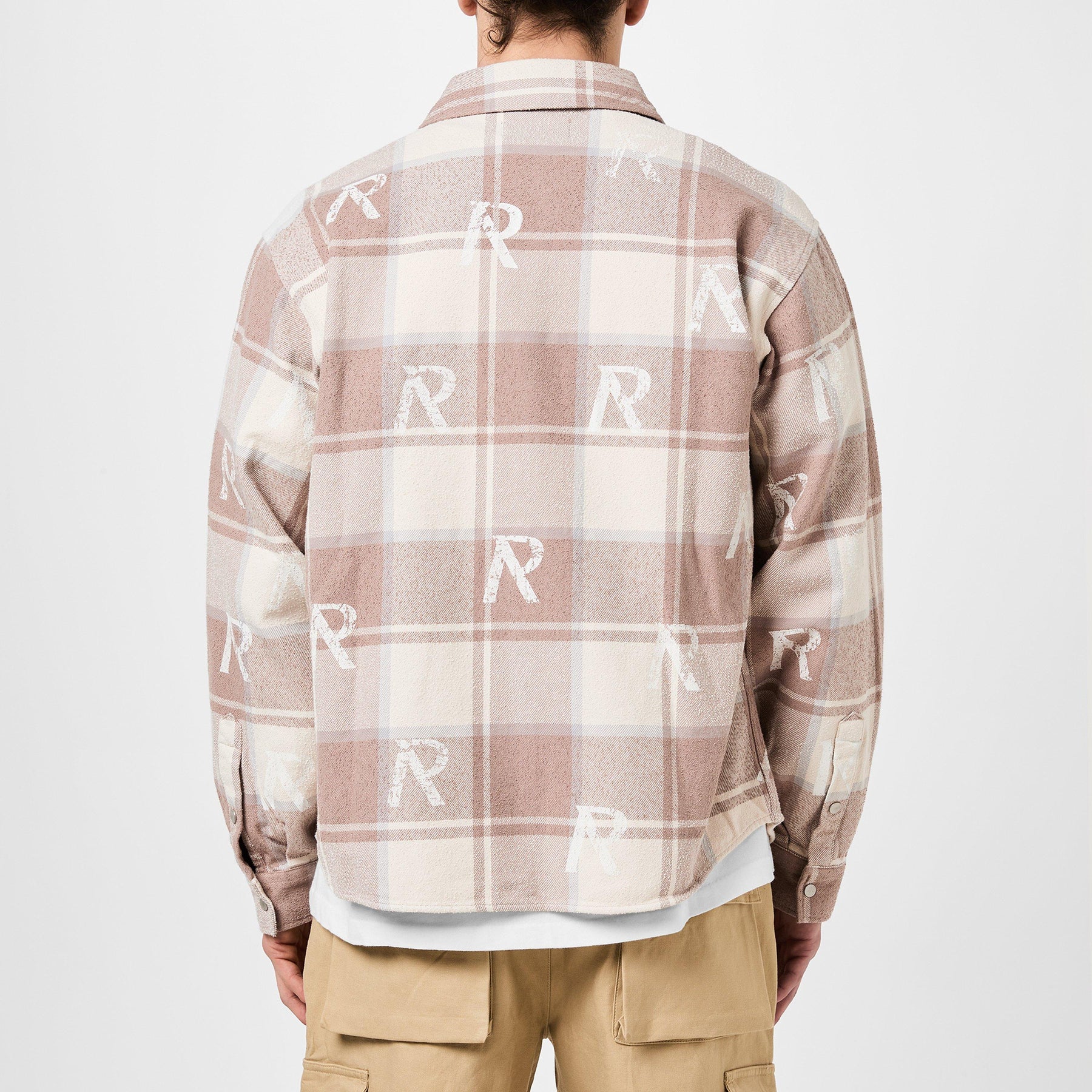 Men's All Over Initial Flannel Oversized Shirt, Streetwear