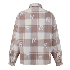Men's All Over Initial Flannel Oversized Shirt, Streetwear