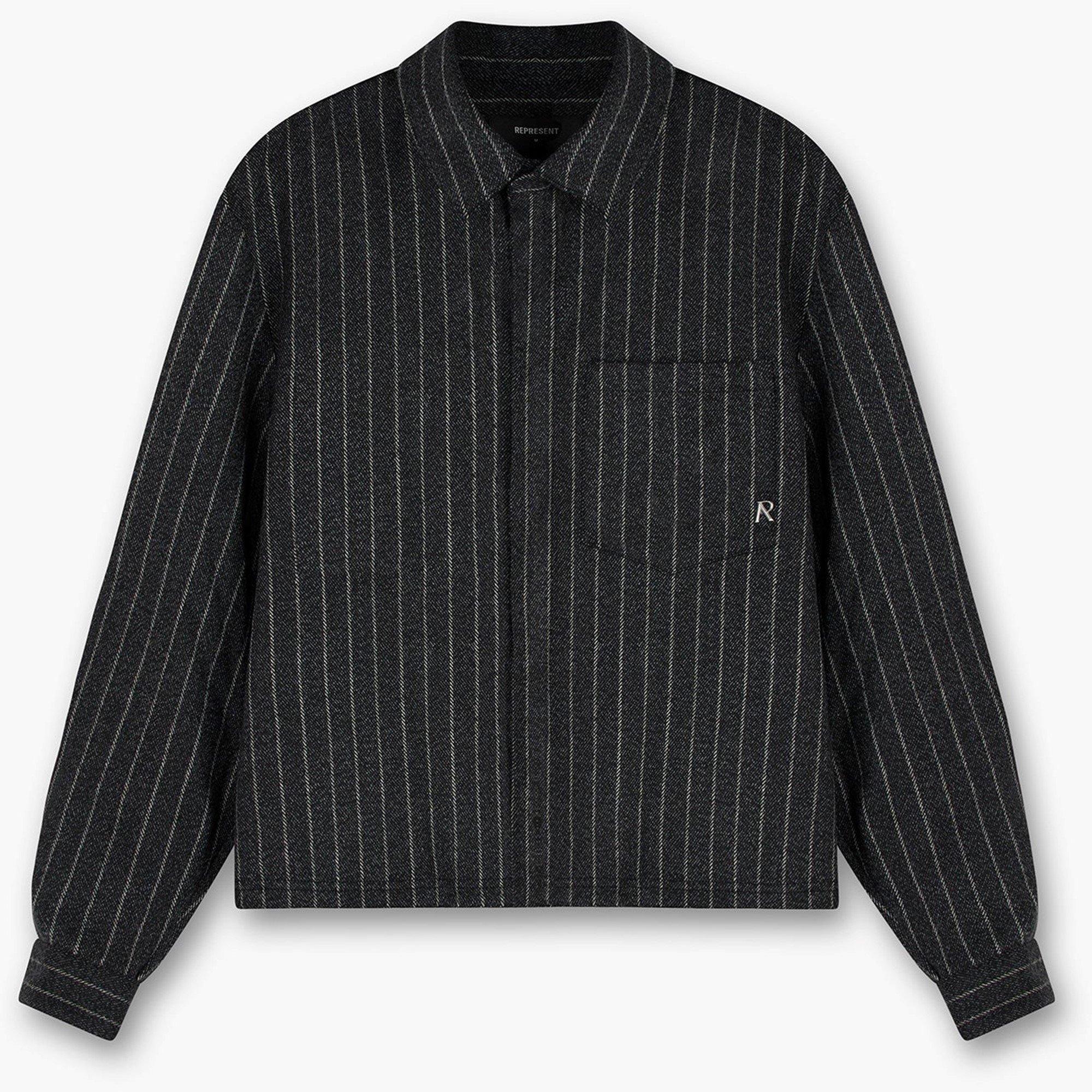 Cropped Wool Long Sleeve Oversized Fit Overshirt