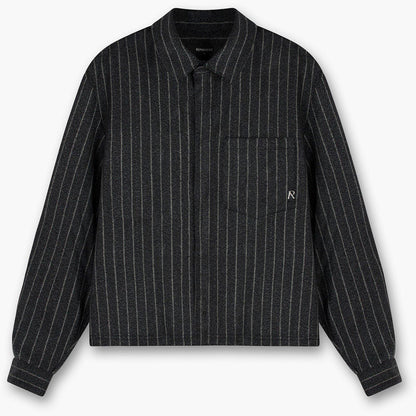 Cropped Wool Long Sleeve Oversized Fit Overshirt