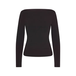 Cotton Jersey Long Sleeve Boatneck Top