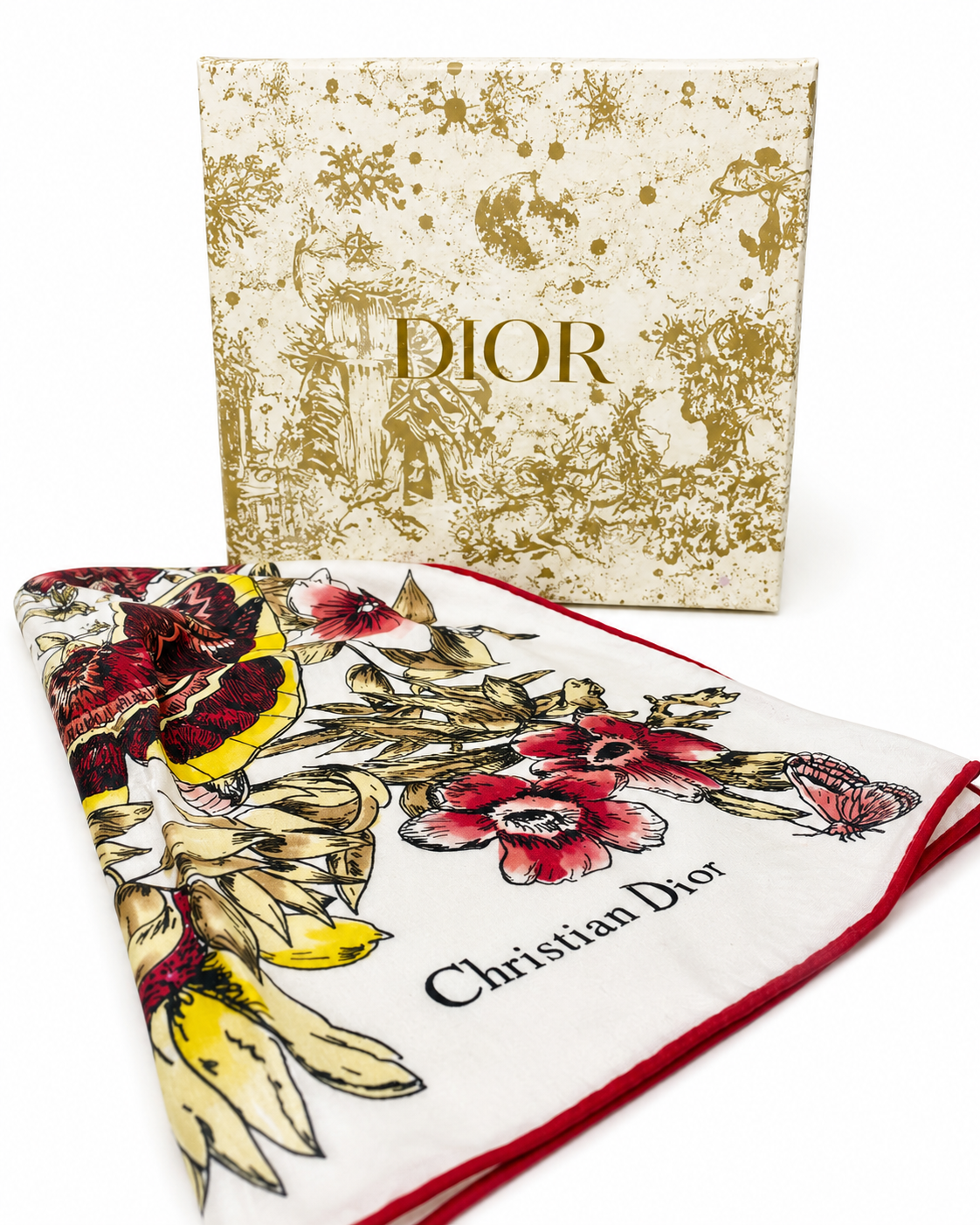 Large Christian Dior Beauty Pink Butterfly Square 100% Silk Scarf (VIP Gift) NWT