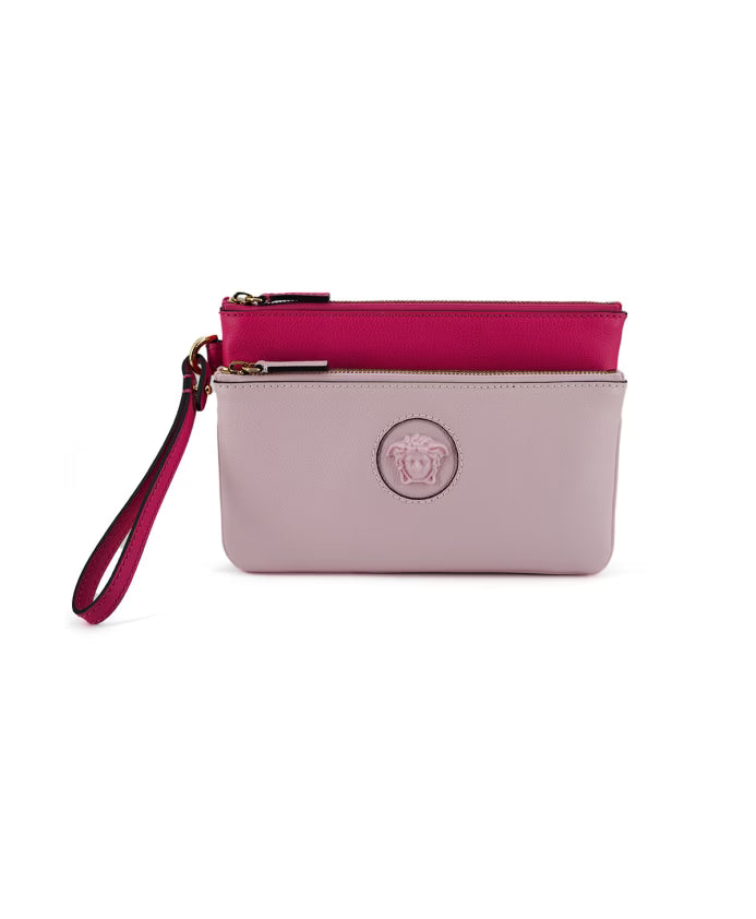 Pink Calf Leather Pouch Clutch Bag