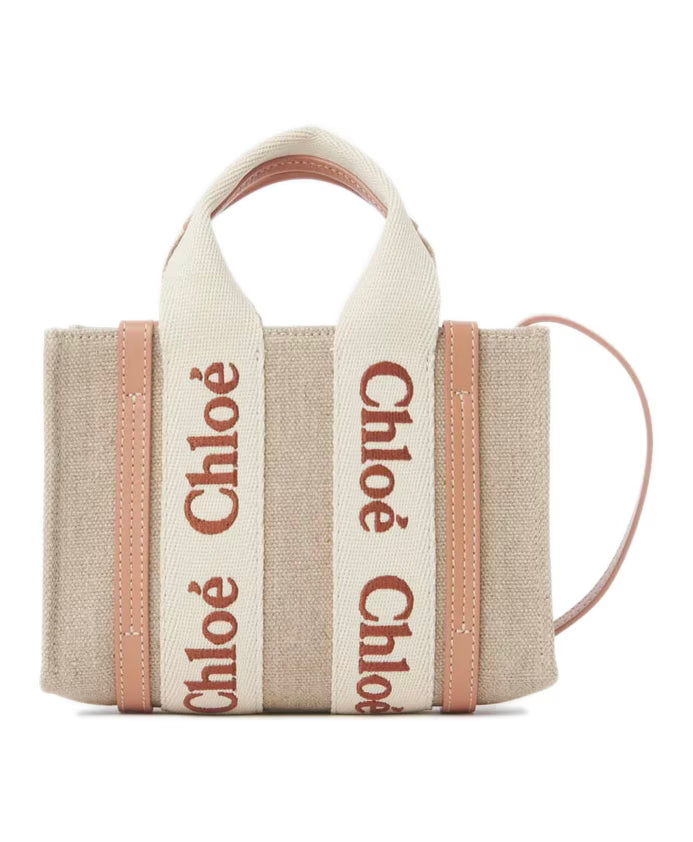 Beige Leather Shoulder Bag with Stripes