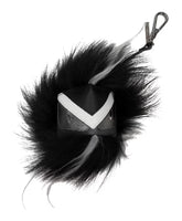 Black Leather Keychain with Front Detail