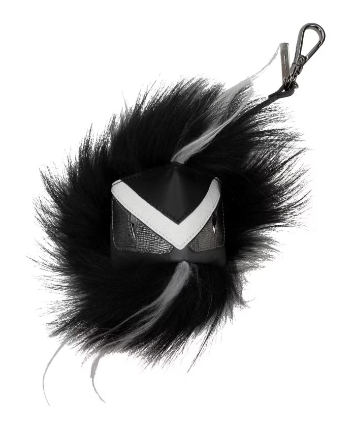 Black Leather Keychain with Front Detail