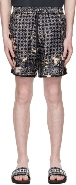 Black Bleach Bandana Shorts