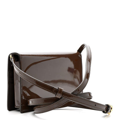 DOLCE GABBANA Patent DG Logo Crossbody Bag Brown