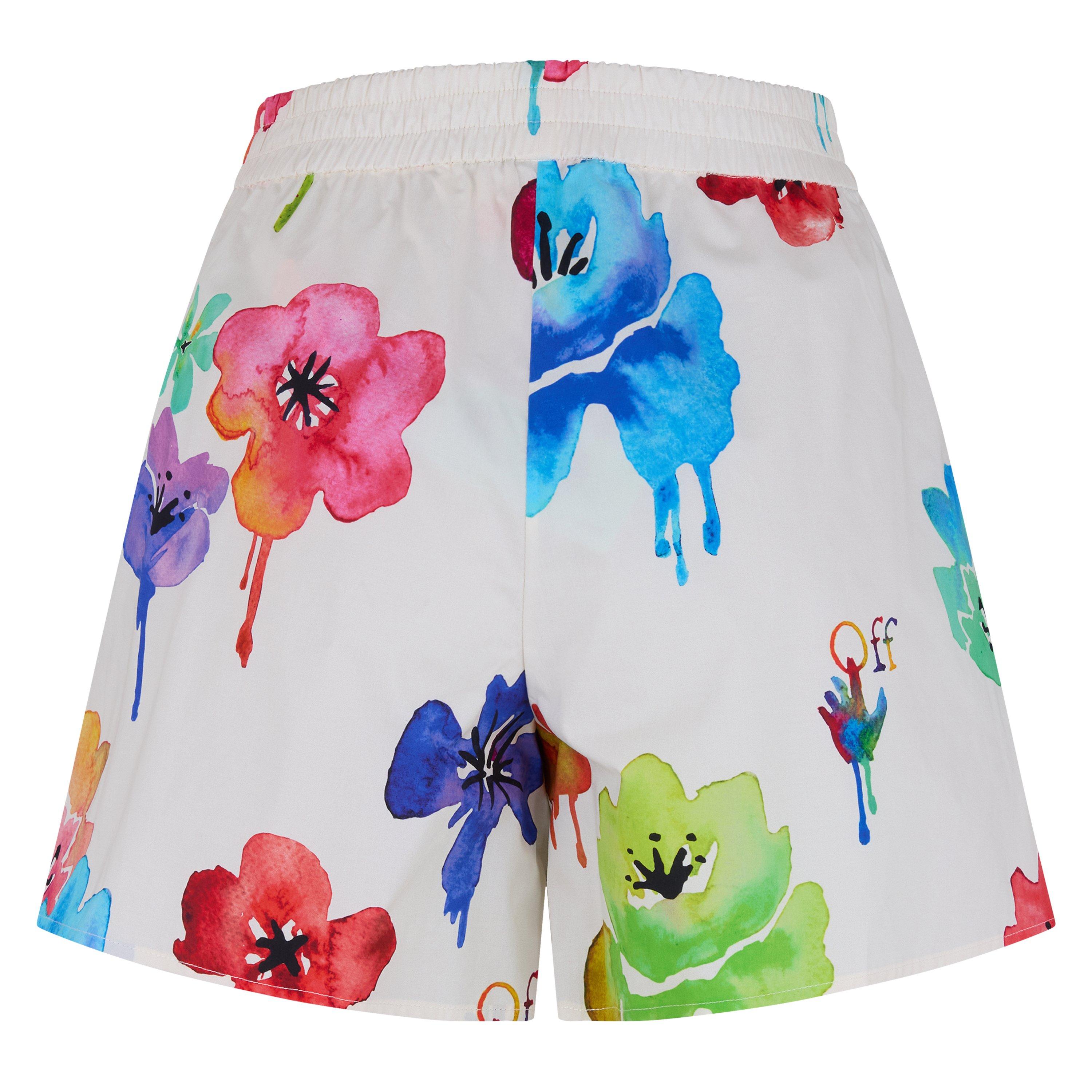 Floral Print Cotton Thigh Length Woven Tracksuit Shorts