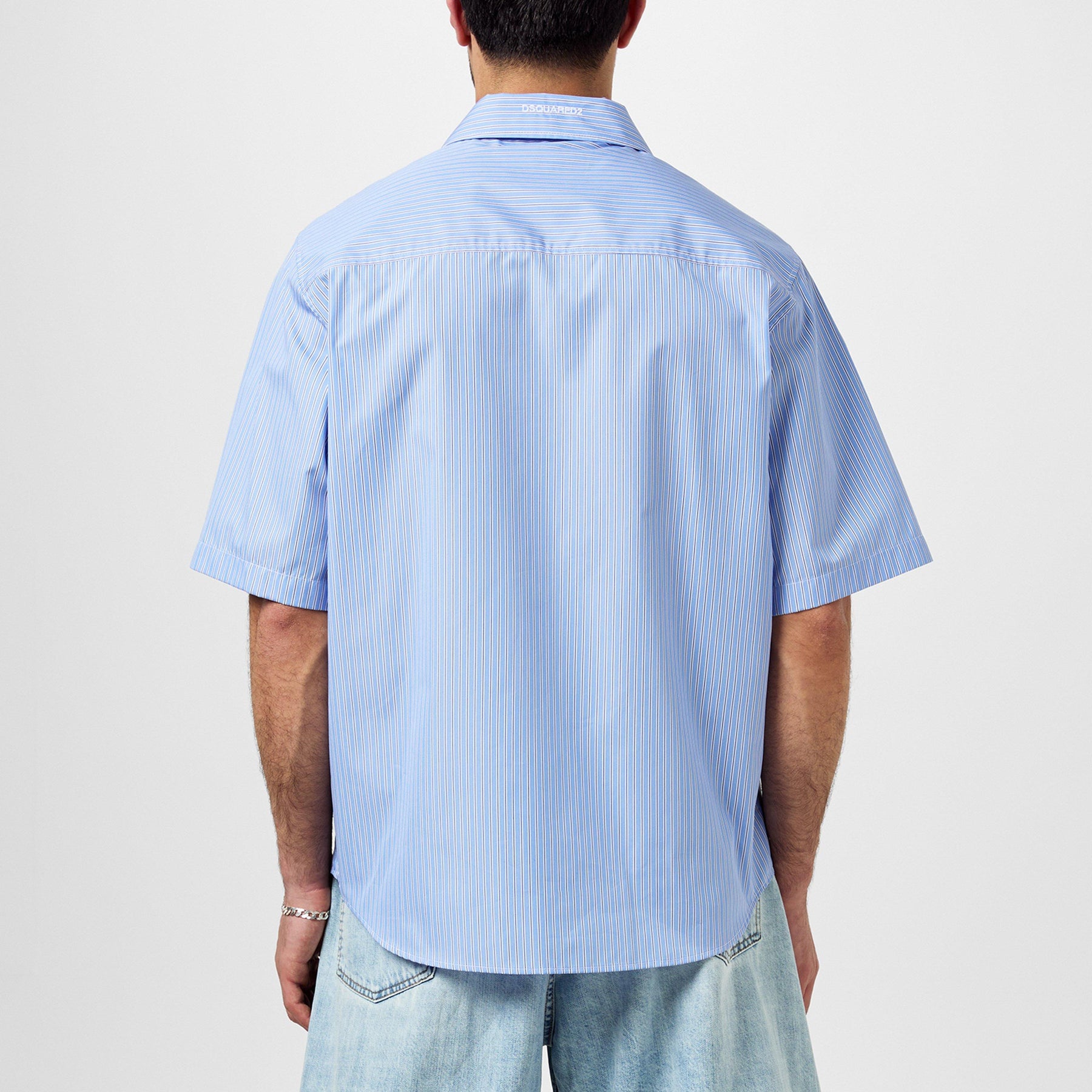 Floral Lace Striped Short Sleeve Shirt