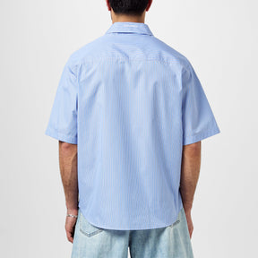 Floral Lace Striped Short Sleeve Shirt