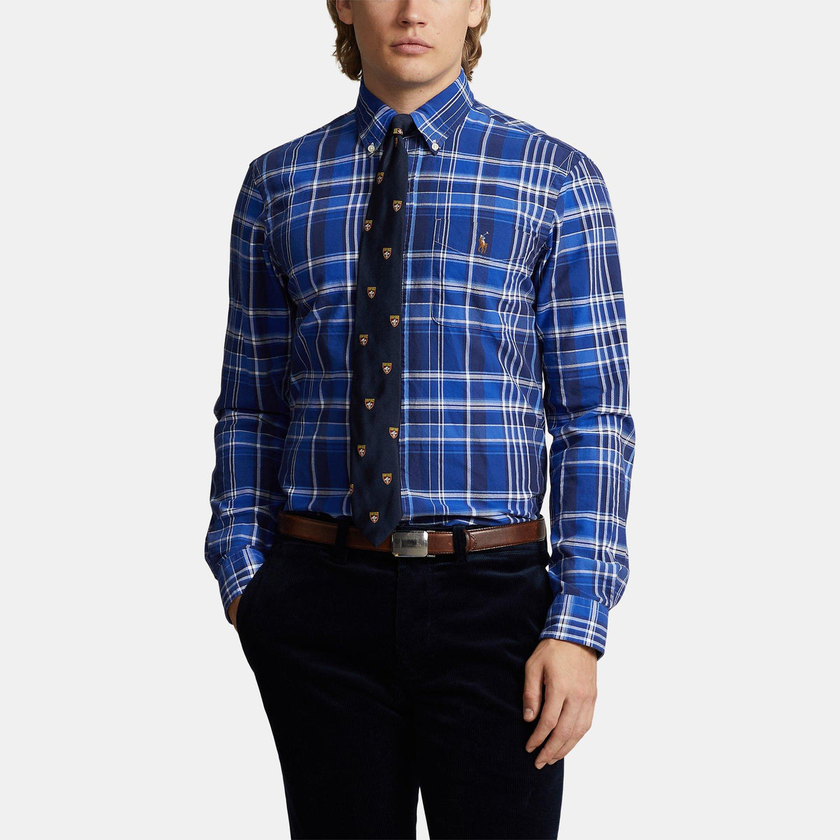 Custom Fit Plaid Oxford Shirt