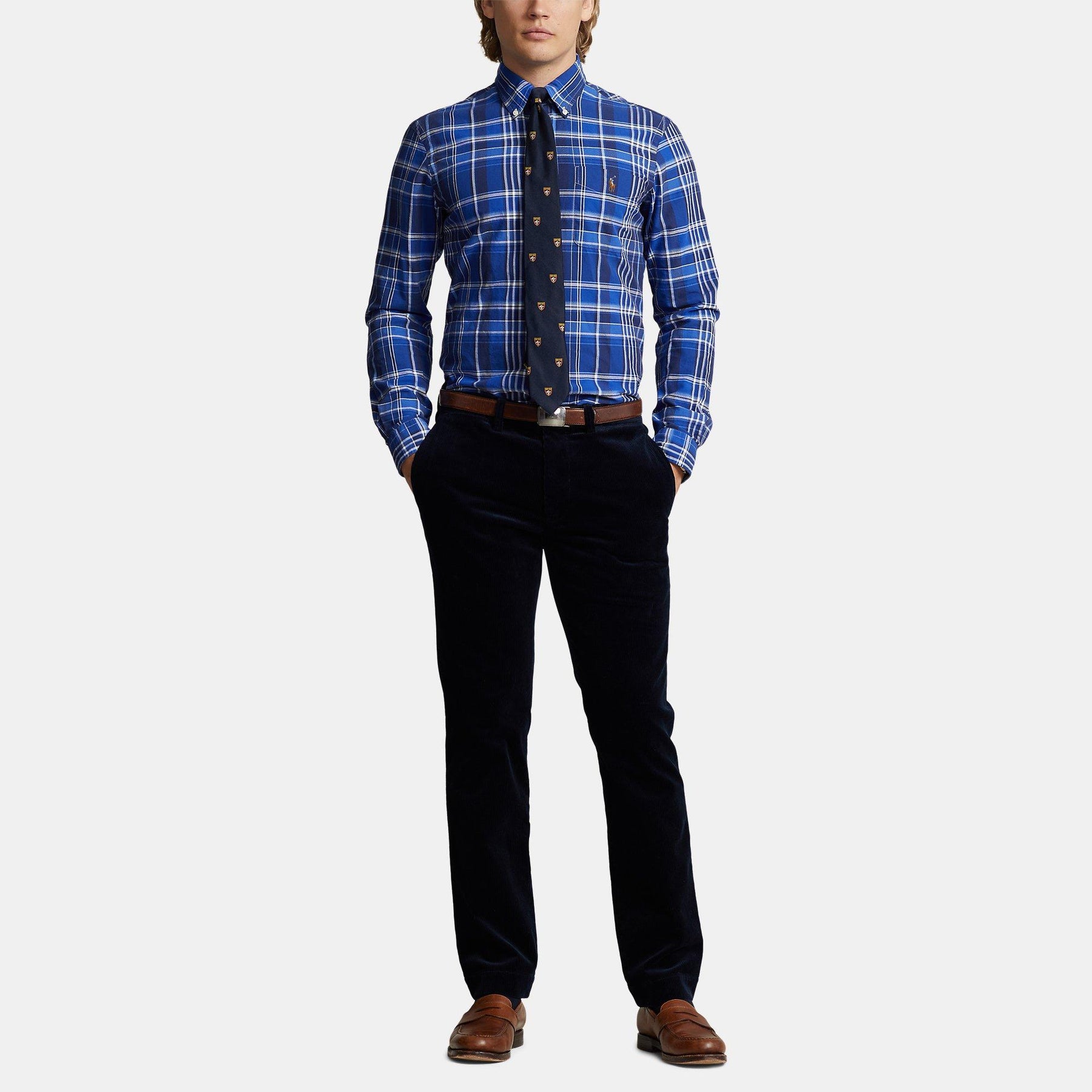 Custom Fit Plaid Oxford Shirt
