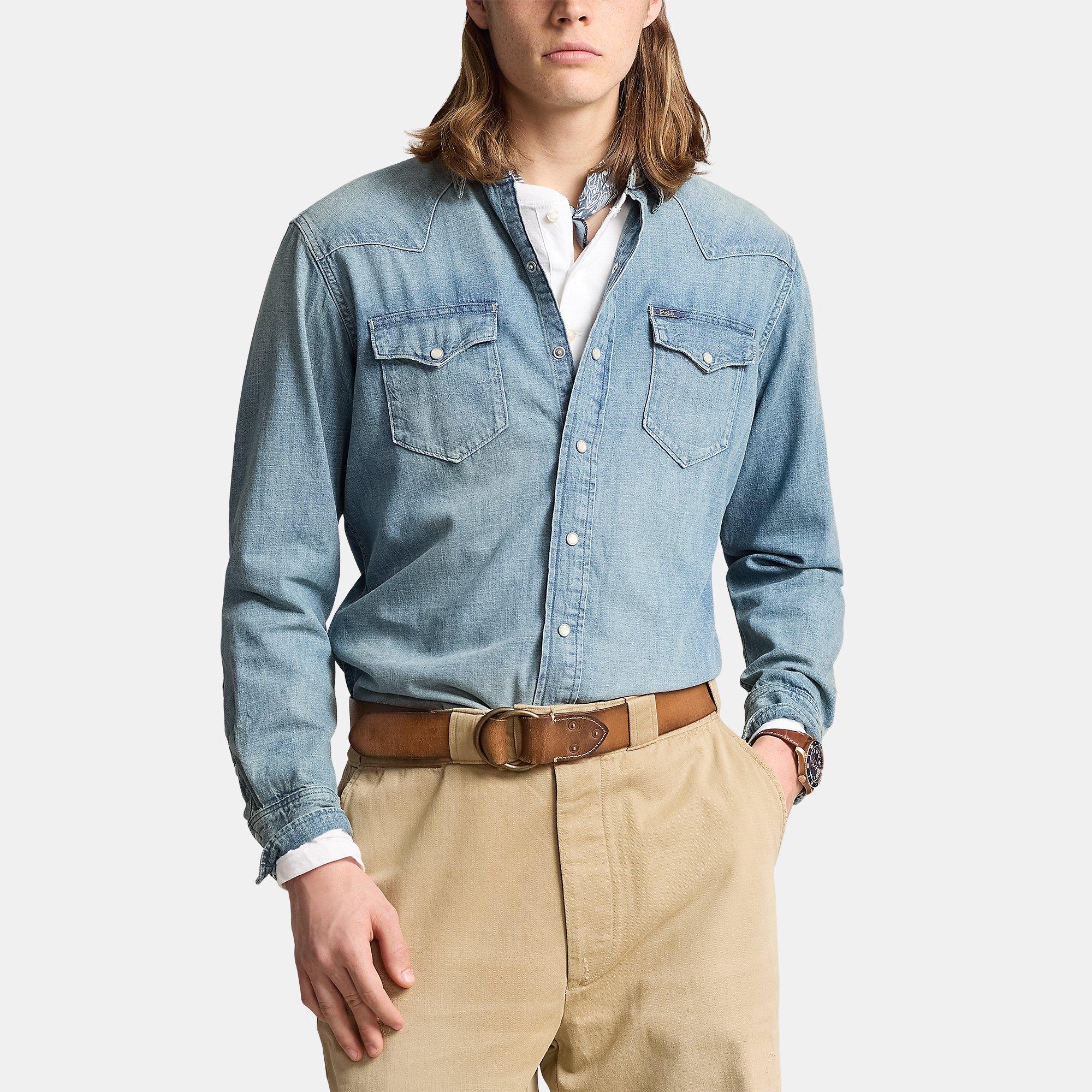 Slub Denim Western Shirt