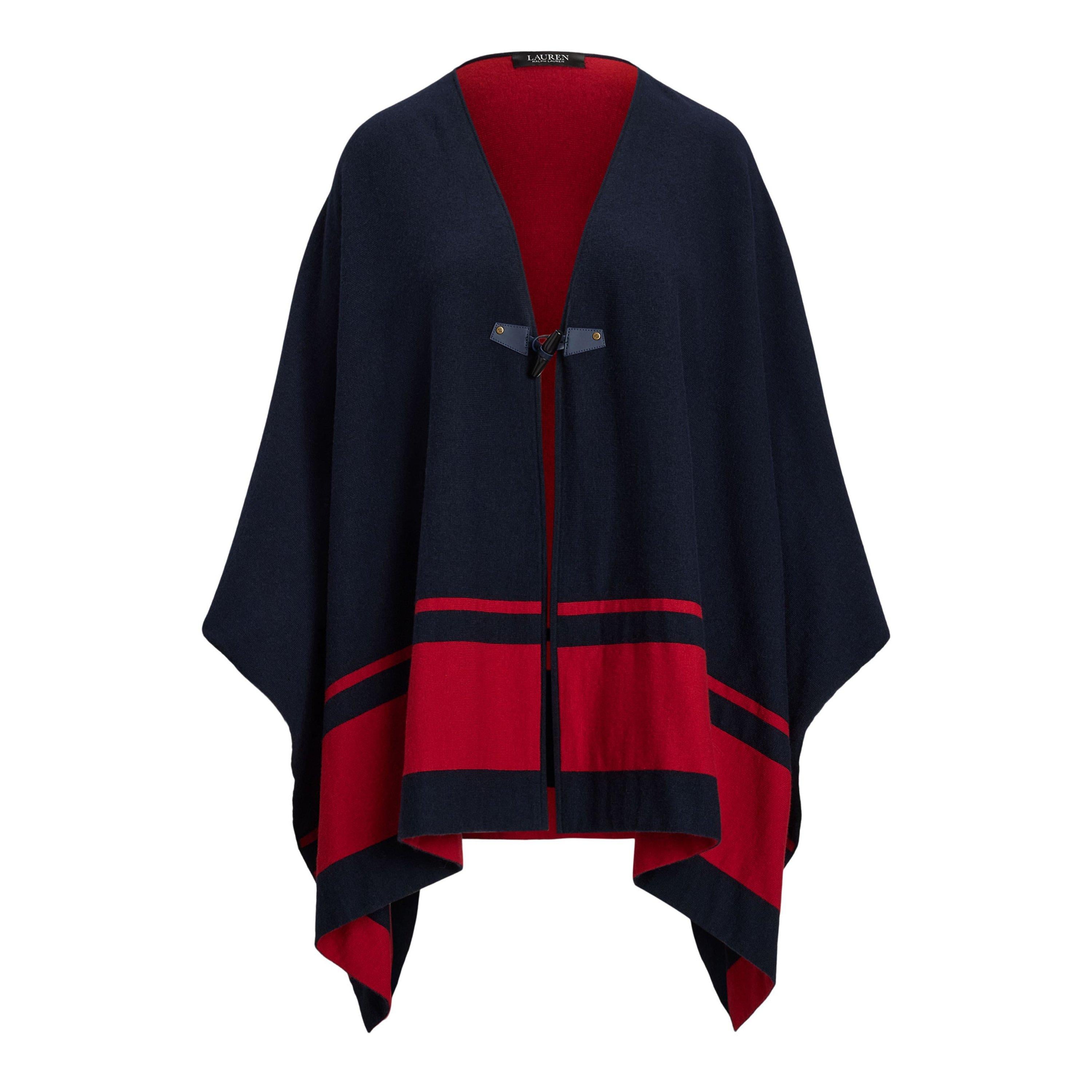 Two-Tone Intarsia Viscose Short Poncho