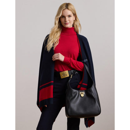 Two-Tone Intarsia Viscose Short Poncho
