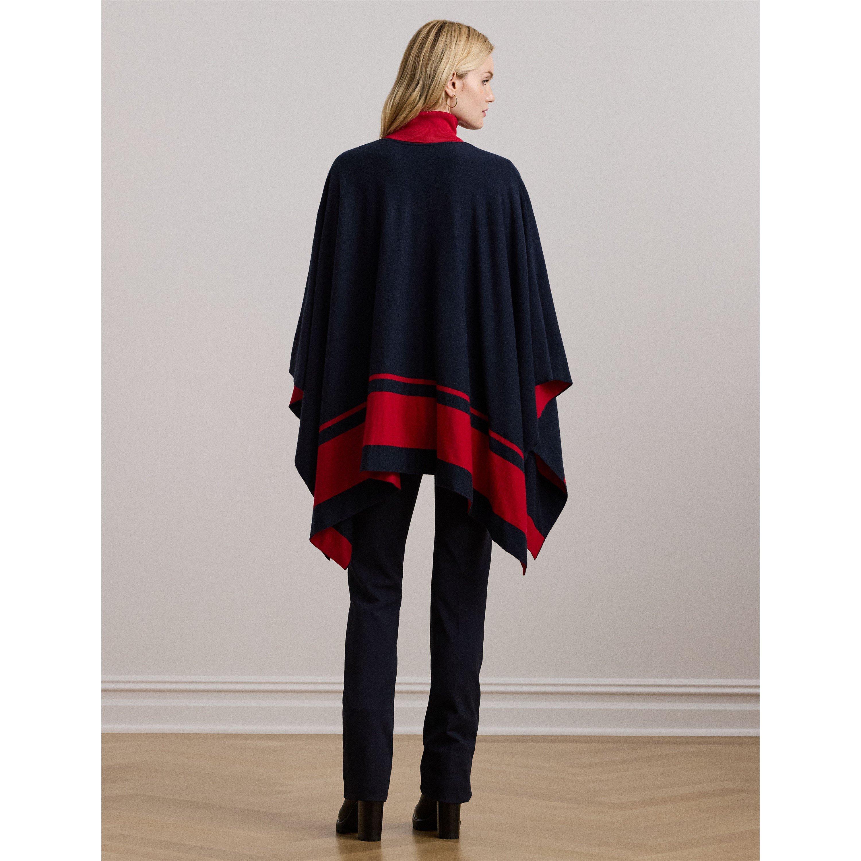 Two-Tone Intarsia Viscose Short Poncho